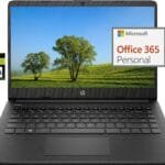 HP Laptop Computer 14" Ultral Light for Students and Business, 8GB RAM, 256GB Storage(128GB eMMC+128GB Ghost Manta SD), 1 Year Office 365, Webcam, HDMI, WiFi, USB-C, Win 11 S
