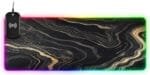 Black Gold Marble Gaming Mouse Pad Led Mousepads RGB Backlit with 14 Lighting Modes, Non Slip Base Soft Computer Keyboard Mat for Gaming PC Laptop Desk, M