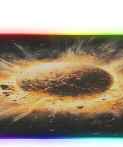 Space Planet Explosion Gaming Mouse Pad Led Mousepads RGB Backlit with 14 Lighting Modes, Non Slip Base Soft Computer Keyboard Mat for Gaming PC Laptop Desk, M