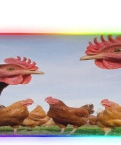 Funny Chicken Farm Gaming Mouse Pad Led Mousepads RGB Backlit with 14 Lighting Modes, Non Slip Base Soft Computer Keyboard Mat for Gaming PC Laptop Desk, M