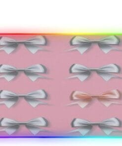 Cute Bowknots Gaming Mouse Pad Led Mousepads RGB Backlit with 14 Lighting Modes, Non Slip Base Soft Computer Keyboard Mat for Gaming PC Laptop Desk, S