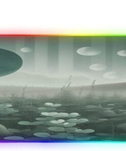 Landscape Wildfloral Meadow Moon Gaming Mouse Pad Led Mousepads RGB Backlit with 14 Lighting Modes, Non Slip Base Soft Computer Keyboard Mat for Gaming PC Laptop Desk, S