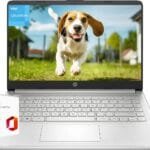 HP 14 Inch College Students Laptop 2024, Ultral Light Notebook with Office Lifetime License, Intel Celeron Quad-Core N4120, 16GB RAM + 384GB Storage (128GB eMMC+256GB MSD), MSD Card Slot, Windows 11 S