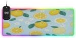 Fresh Lemon Floral Gaming Mouse Pad Led Mousepads RGB Backlit with 14 Lighting Modes, Non Slip Base Soft Computer Keyboard Mat for Gaming PC Laptop Desk, M