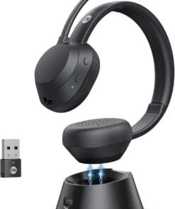 Wireless Headset, Wireless Headphones with Mic(AI Noise Cancelling), 65 Hrs Working Time with USB Dongle, Wireless Headset with Mic for Work from Home/Computer/Laptop/PC/iPhone/Android