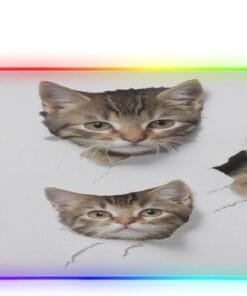 Funny Cats Play Paper Gaming Mouse Pad Led Mousepads RGB Backlit with 14 Lighting Modes, Non Slip Base Soft Computer Keyboard Mat for Gaming PC Laptop Desk, M