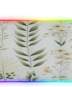 Nature Leaves Gaming Mouse Pad Led Mousepads RGB Backlit with 14 Lighting Modes, Non Slip Base Soft Computer Keyboard Mat for Gaming PC Laptop Desk, M