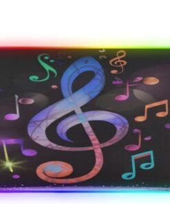 Dancing Music Note Pattern Gaming Mouse Pad Led Mousepads RGB Backlit with 14 Lighting Modes, Non Slip Base Soft Computer Keyboard Mat for Gaming PC Laptop Desk, M