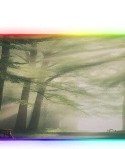 Natural Forest Sunlight Gaming Mouse Pad Led Mousepads RGB Backlit with 14 Lighting Modes, Non Slip Base Soft Computer Keyboard Mat for Gaming PC Laptop Desk, M