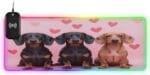 Three Friendly Dogs Gaming Mouse Pad Led Mousepads RGB Backlit with 14 Lighting Modes, Non Slip Base Soft Computer Keyboard Mat for Gaming PC Laptop Desk, S