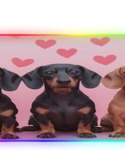 Three Friendly Dogs Gaming Mouse Pad Led Mousepads RGB Backlit with 14 Lighting Modes, Non Slip Base Soft Computer Keyboard Mat for Gaming PC Laptop Desk, S