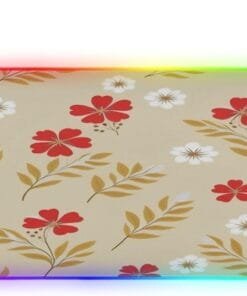 Small Natural Flowers Gaming Mouse Pad Led Mousepads RGB Backlit with 14 Lighting Modes, Non Slip Base Soft Computer Keyboard Mat for Gaming PC Laptop Desk, S