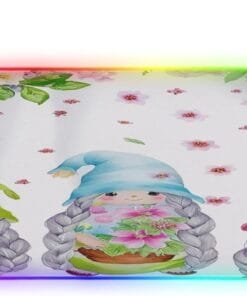 Spring Gnomes Bouquets Flowers Gaming Mouse Pad Led Mousepads RGB Backlit with 14 Lighting Modes, Non Slip Base Soft Computer Keyboard Mat for Gaming PC Laptop Desk, S