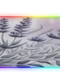 Lavender with Leaves Gaming Mouse Pad Led Mousepads RGB Backlit with 14 Lighting Modes, Non Slip Base Soft Computer Keyboard Mat for Gaming PC Laptop Desk, S