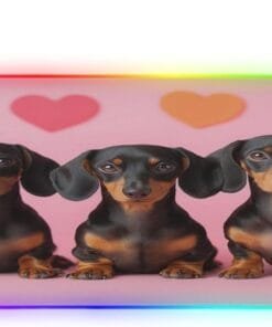 Three Friendly Dogs Gaming Mouse Pad Led Mousepads RGB Backlit with 14 Lighting Modes, Non Slip Base Soft Computer Keyboard Mat for Gaming PC Laptop Desk, S