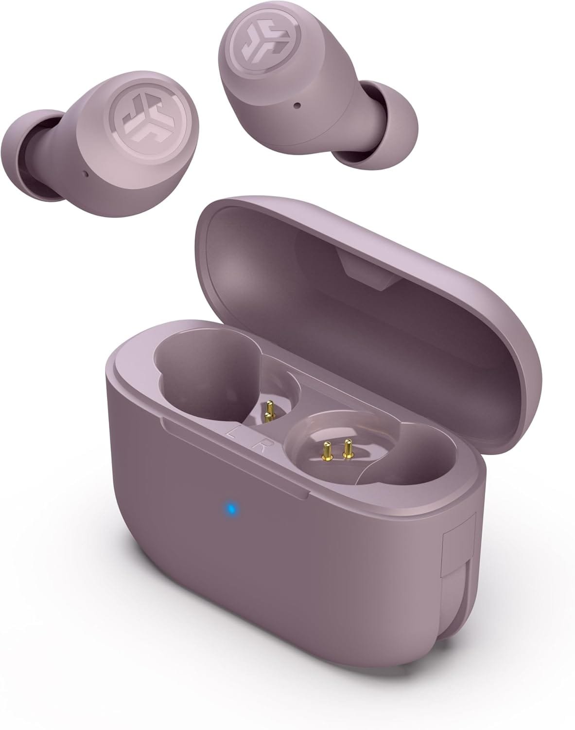 JLab Go Air Pop True Wireless Bluetooth Earbuds & Charging Case - Mauve, Dual Connect, IPX4 Sweat Resistance, Bluetooth 5 Connection, 3 EQ Sound Settings Signature, Balanced, Bass Boost
