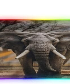 Grey Elephant Tropical African Gaming Mouse Pad Led Mousepads RGB Backlit with 14 Lighting Modes, Non Slip Base Soft Computer Keyboard Mat for Gaming PC Laptop Desk, S