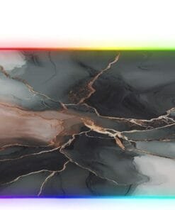 Ink Pink Gold Marble Gaming Mouse Pad Led Mousepads RGB Backlit with 14 Lighting Modes, Non Slip Base Soft Computer Keyboard Mat for Gaming PC Laptop Desk, S