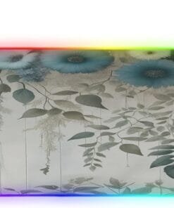 Fantasy Forest Leaves and Wildflowers Gaming Mouse Pad Led Mousepads RGB Backlit with 14 Lighting Modes, Non Slip Base Soft Computer Keyboard Mat for Gaming PC Laptop Desk, M