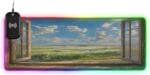 Window Cloud Scenery Gaming Mouse Pad Led Mousepads RGB Backlit with 14 Lighting Modes, Non Slip Base Soft Computer Keyboard Mat for Gaming PC Laptop Desk, M