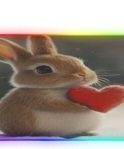 Love Bunny Gaming Mouse Pad Led Mousepads RGB Backlit with 14 Lighting Modes, Non Slip Base Soft Computer Keyboard Mat for Gaming PC Laptop Desk, M