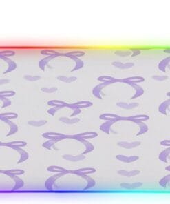 Purple Bow Love Gaming Mouse Pad Led Mousepads RGB Backlit with 14 Lighting Modes, Non Slip Base Soft Computer Keyboard Mat for Gaming PC Laptop Desk, S