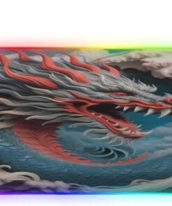 Grey Cloud Dragon Gaming Mouse Pad Led Mousepads RGB Backlit with 14 Lighting Modes, Non Slip Base Soft Computer Keyboard Mat for Gaming PC Laptop Desk, M