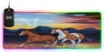 Horses Running in Sunset Gaming Mouse Pad Led Mousepads RGB Backlit with 14 Lighting Modes, Non Slip Base Soft Computer Keyboard Mat for Gaming PC Laptop Desk, S