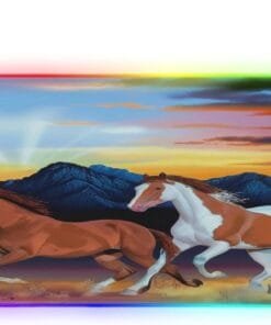 Horses Running in Sunset Gaming Mouse Pad Led Mousepads RGB Backlit with 14 Lighting Modes, Non Slip Base Soft Computer Keyboard Mat for Gaming PC Laptop Desk, S