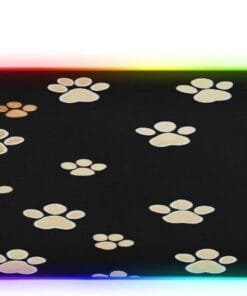 Cute Dog Paws Gaming Mouse Pad Led Mousepads RGB Backlit with 14 Lighting Modes, Non Slip Base Soft Computer Keyboard Mat for Gaming PC Laptop Desk, M