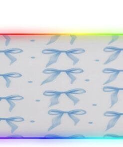 Funky Bowknot Blue Gaming Mouse Pad Led Mousepads RGB Backlit with 14 Lighting Modes, Non Slip Base Soft Computer Keyboard Mat for Gaming PC Laptop Desk, S