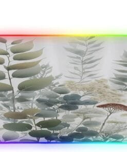 Boho Jungle Leafy Gaming Mouse Pad Led Mousepads RGB Backlit with 14 Lighting Modes, Non Slip Base Soft Computer Keyboard Mat for Gaming PC Laptop Desk, S