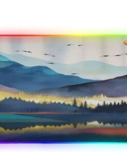 Misty Forest Mountain Gaming Mouse Pad Led Mousepads RGB Backlit with 14 Lighting Modes, Non Slip Base Soft Computer Keyboard Mat for Gaming PC Laptop Desk, S