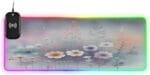 Blooming Delicate Flowers Gaming Mouse Pad Led Mousepads RGB Backlit with 14 Lighting Modes, Non Slip Base Soft Computer Keyboard Mat for Gaming PC Laptop Desk, M