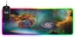 Galaxy Deep Space Gaming Mouse Pad Led Mousepads RGB Backlit with 14 Lighting Modes, Non Slip Base Soft Computer Keyboard Mat for Gaming PC Laptop Desk, M