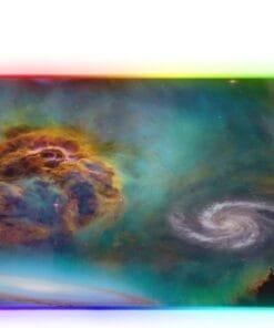 Galaxy Deep Space Gaming Mouse Pad Led Mousepads RGB Backlit with 14 Lighting Modes, Non Slip Base Soft Computer Keyboard Mat for Gaming PC Laptop Desk, M