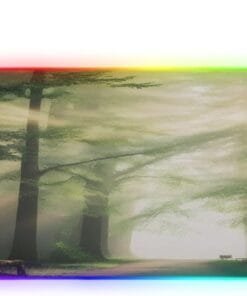 Natural Forest Sunlight Gaming Mouse Pad Led Mousepads RGB Backlit with 14 Lighting Modes, Non Slip Base Soft Computer Keyboard Mat for Gaming PC Laptop Desk, M