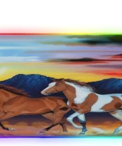 Horses Running in Sunset Gaming Mouse Pad Led Mousepads RGB Backlit with 14 Lighting Modes, Non Slip Base Soft Computer Keyboard Mat for Gaming PC Laptop Desk, S