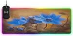 Blue Flowers Gaming Mouse Pad Led Mousepads RGB Backlit with 14 Lighting Modes, Non Slip Base Soft Computer Keyboard Mat for Gaming PC Laptop Desk, S
