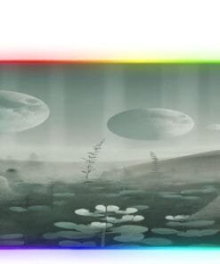 Landscape Wildfloral Meadow Moon Gaming Mouse Pad Led Mousepads RGB Backlit with 14 Lighting Modes, Non Slip Base Soft Computer Keyboard Mat for Gaming PC Laptop Desk, M