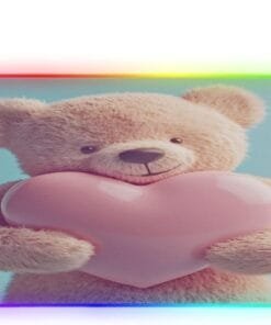Love Bear Heart Gaming Mouse Pad Led Mousepads RGB Backlit with 14 Lighting Modes, Non Slip Base Soft Computer Keyboard Mat for Gaming PC Laptop Desk, S