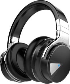 Silensys E7 Active Noise Cancelling Headphones Bluetooth Headphones with Microphone Deep Bass Wireless Headphones Over Ear, Comfortable Protein Earpads, 30 Hours Playtime for Travel/Work, Black