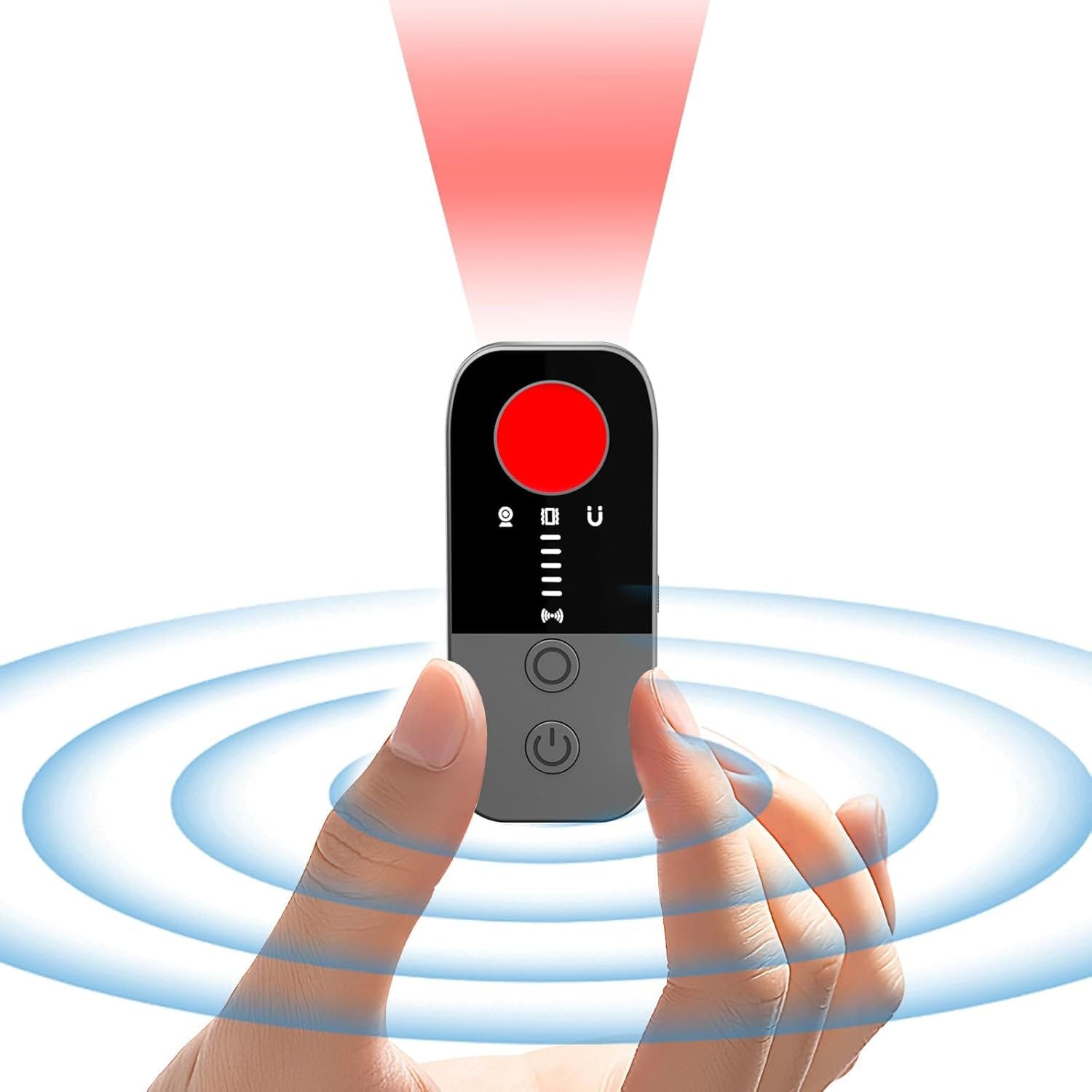 Hidden Camera Detector, 2025 Anti-Spy Camera Detector, Hidden Device GPS Detector, RF Wireless Signal Scanner, Hotel, Home, Office Camera Detector, Burglar Alarm with SOS Flashlight (Gray)