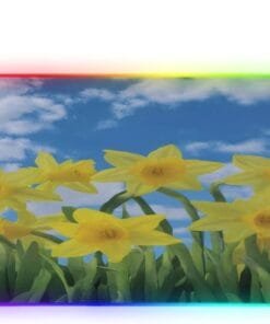 Daffodil Flowers Sky Cloudscape Gaming Mouse Pad Led Mousepads RGB Backlit with 14 Lighting Modes, Non Slip Base Soft Computer Keyboard Mat for Gaming PC Laptop Desk, M