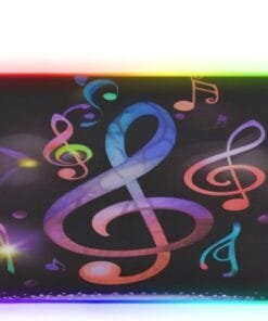 Dancing Music Note Pattern Gaming Mouse Pad Led Mousepads RGB Backlit with 14 Lighting Modes, Non Slip Base Soft Computer Keyboard Mat for Gaming PC Laptop Desk, S
