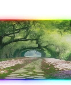 Green Grove Garden Flower Path Gaming Mouse Pad Led Mousepads RGB Backlit with 14 Lighting Modes, Non Slip Base Soft Computer Keyboard Mat for Gaming PC Laptop Desk, S