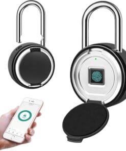 Fingerprint Padlock with Case, Smart Keyless Bluetooth Lock APP/Fingerprint Unlock Anti-Theft Padlock Door Luggage Case Lock for Android iOS Suitable for Gym, Backpack, School, Etc, Type-c Charging