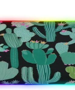 Cacti Green Gaming Mouse Pad Led Mousepads RGB Backlit with 14 Lighting Modes, Non Slip Base Soft Computer Keyboard Mat for Gaming PC Laptop Desk, S