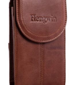 Belt Clip Holster Pouch Hengwin Genuine Leather Phone Case Holster with Magnetic Closure Belt Loop Pouch Bag Fits for iPhone 14 Pro Max 13 Pro Max 12 Pro Max Samsung Galaxy S24+ A54 A53 A15 (Brown)