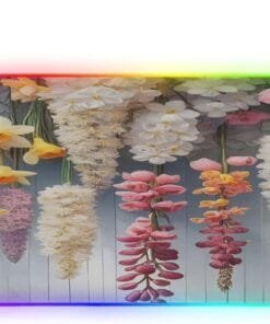 Blossom Bouquets Gaming Mouse Pad Led Mousepads RGB Backlit with 14 Lighting Modes, Non Slip Base Soft Computer Keyboard Mat for Gaming PC Laptop Desk, M
